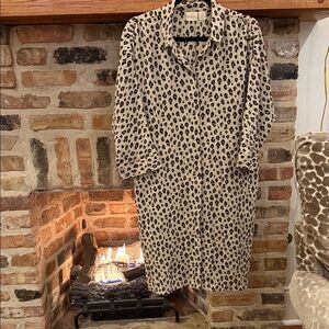 Chico's Beige and Black Animal Print Long Sleeve Dress